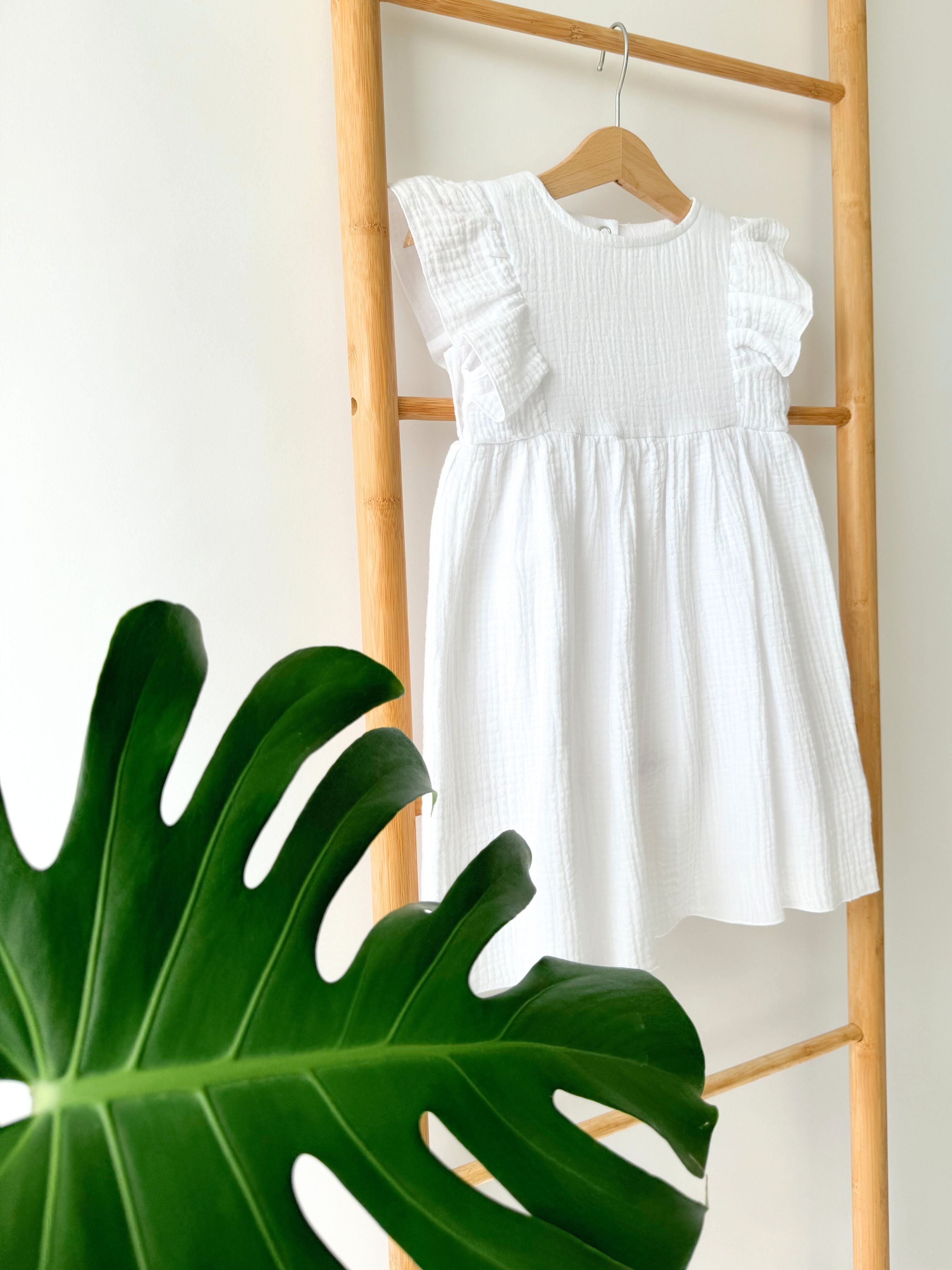 Vaikiška vasarinė muslino suknelė "Light white"