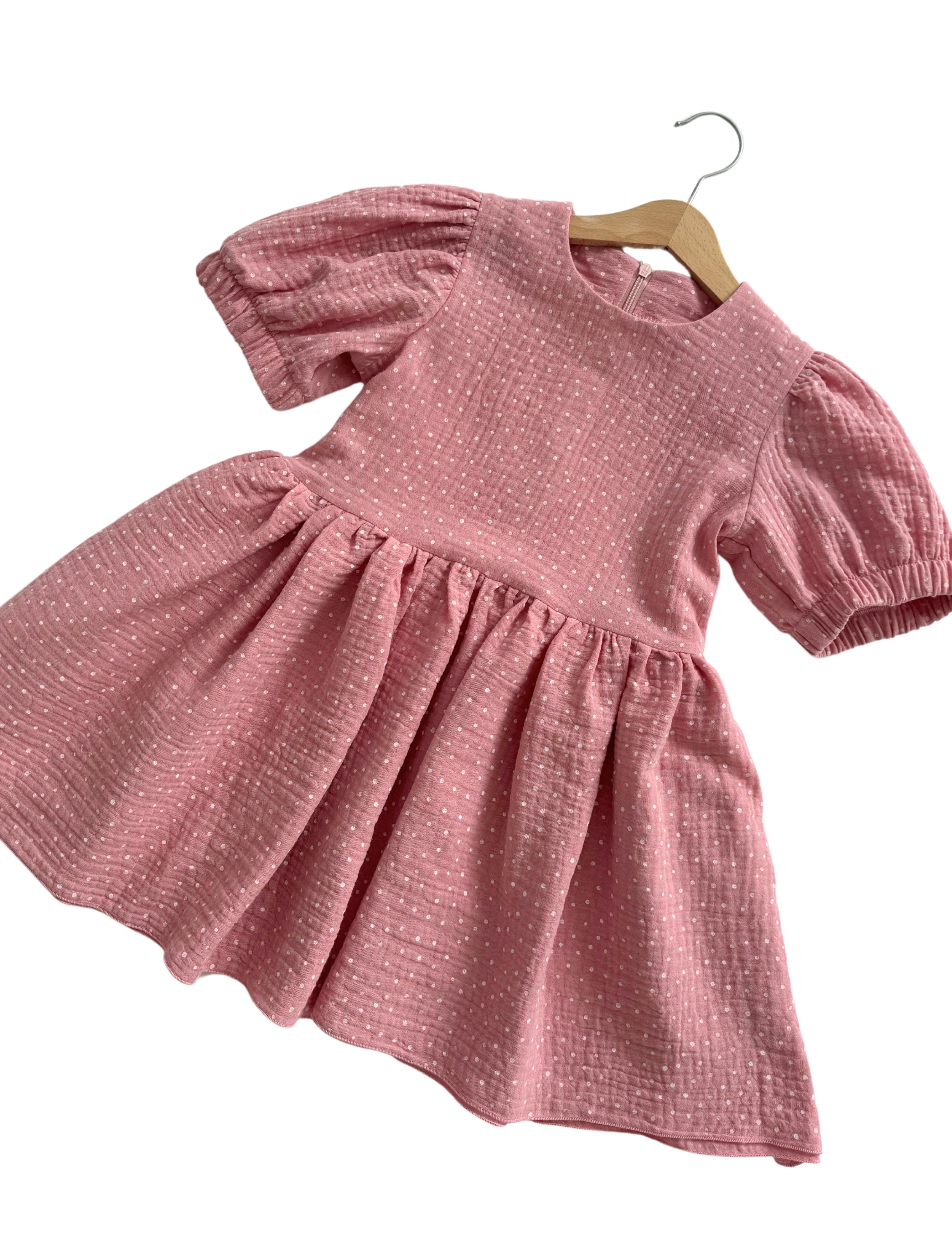 Vaikiška vasarinė muslino suknelė "Pink dress"
