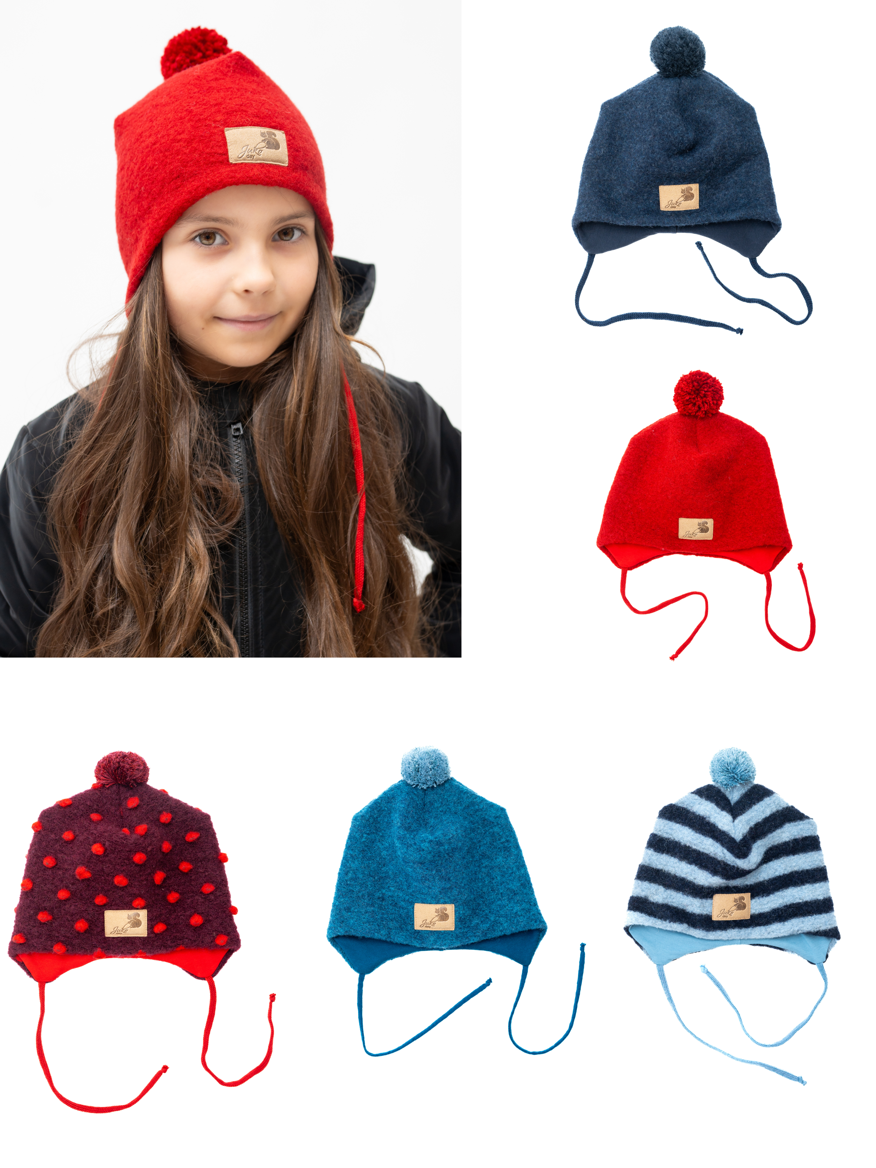 Vaikiška žieminė kepurė su vilna ir vienu siūliniu bumbulu - Jukoday