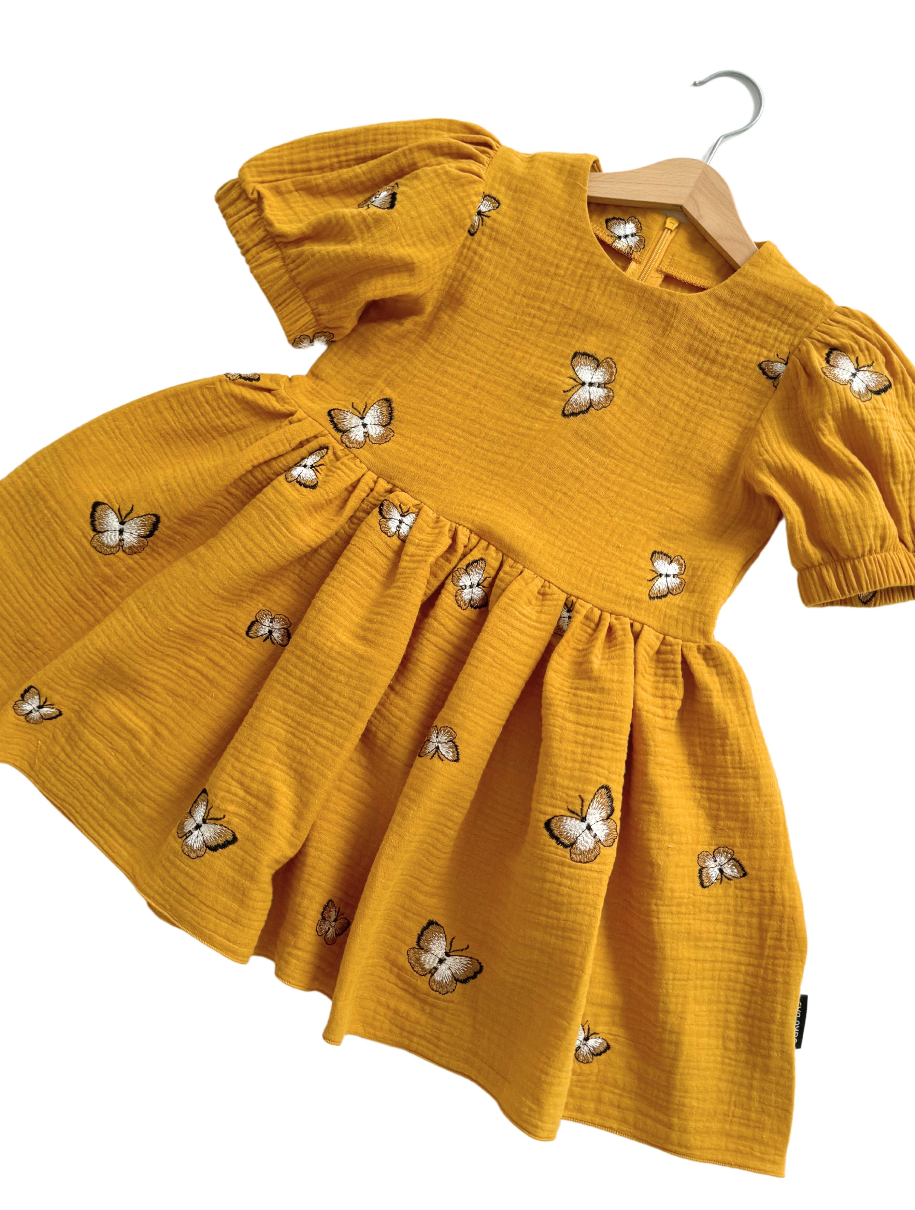 Vaikiška vasarinė muslino suknelė "Flying butterflies"