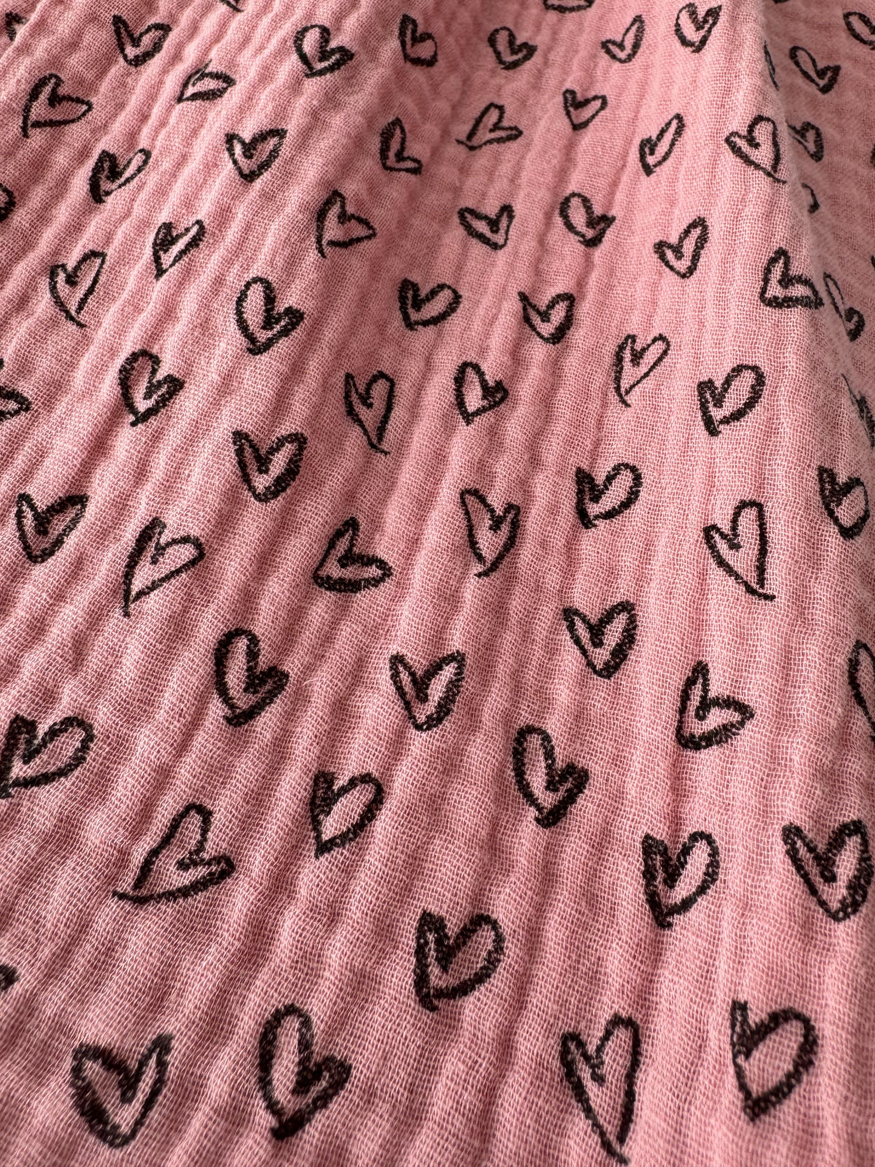Vaikiška vasarinė muslino suknelė "Pink hearts"