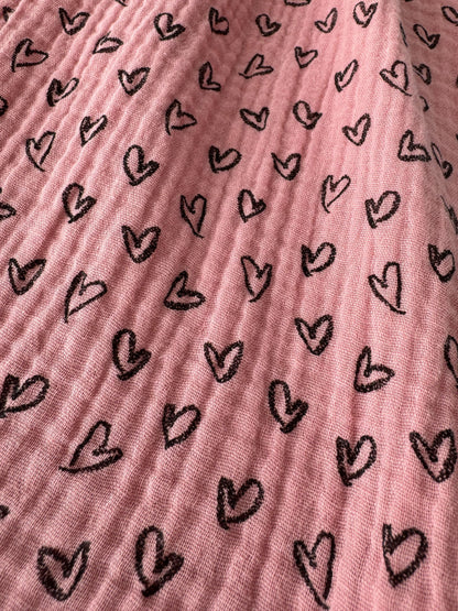 Children's summer muslin dress "Pink hearts" 