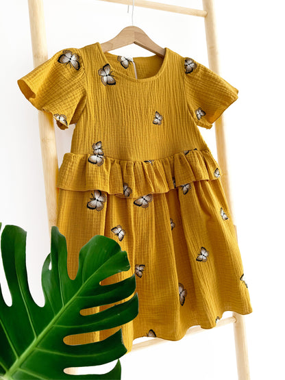 Vaikiška vasarinė muslino suknelė "Sunny evening"