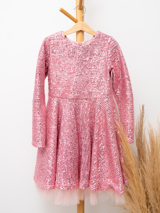 Šventinė, rožinė vaikiška suknelė "Shiny dress"