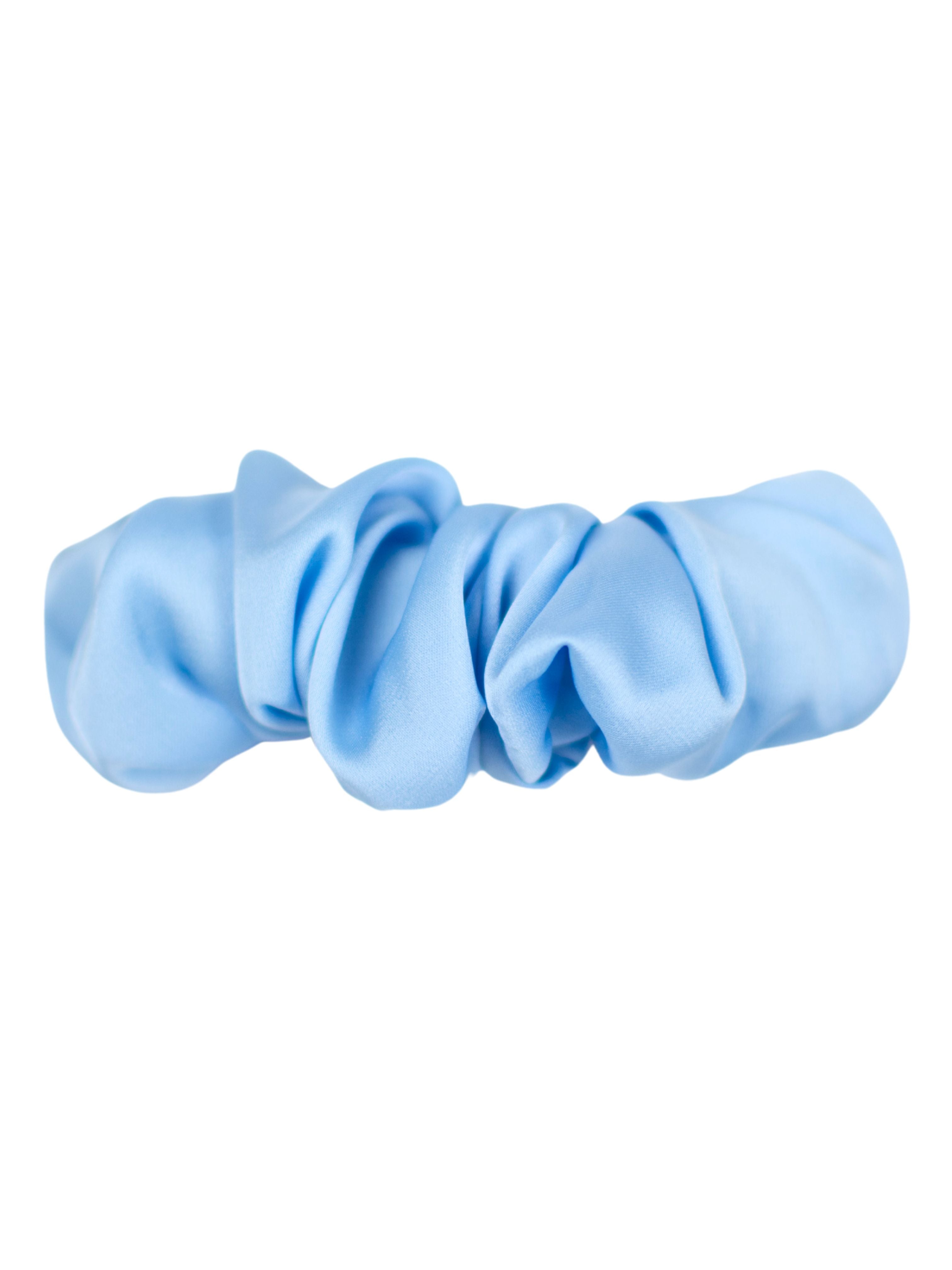 Plaukų segtukas-kruasanas iš šilko "Luxurious blue"