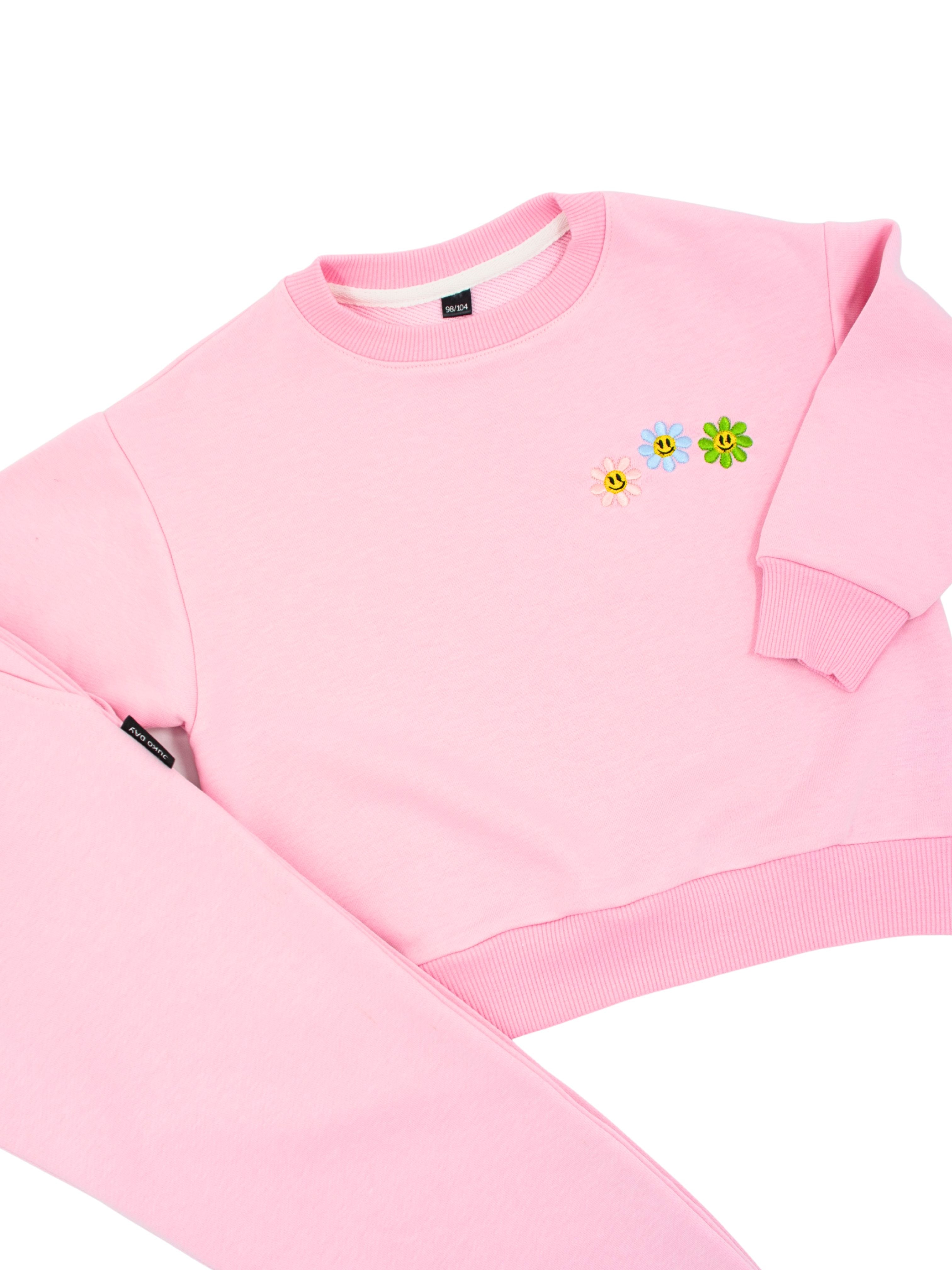 Baby pink spalvos vaikiškas kostiumėlis "Gėlytės"