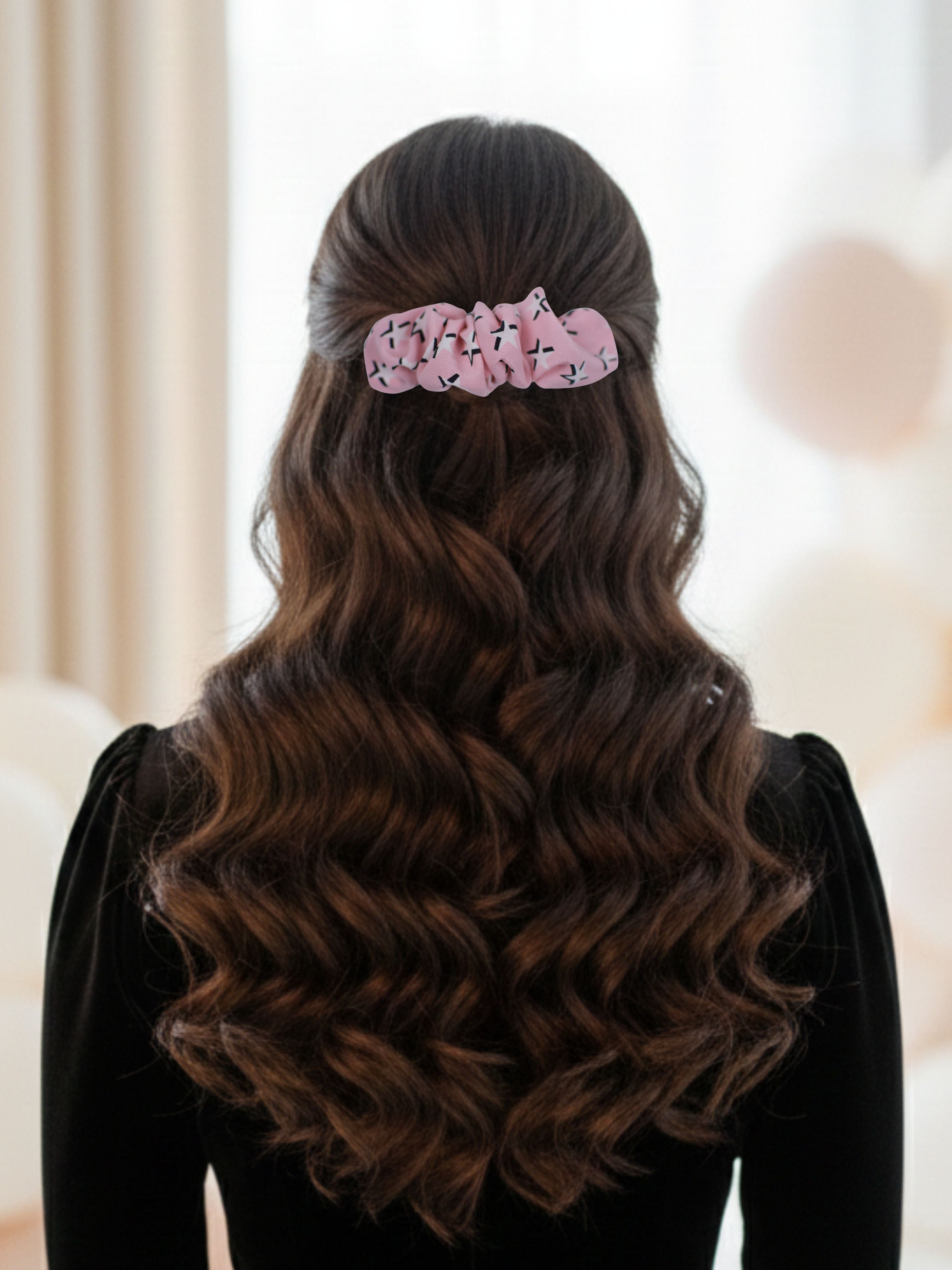 Plaukų segtukas-kruasanas "Pink stars"