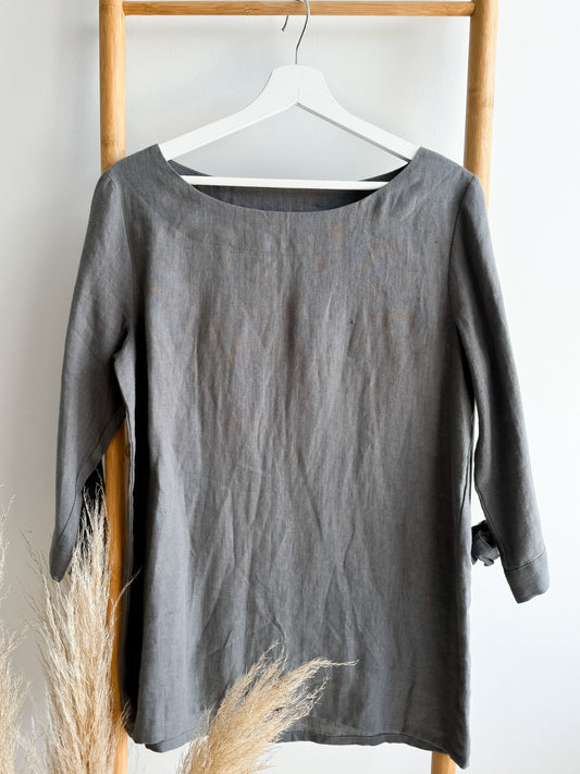 Linen blouse for women | Dark grey