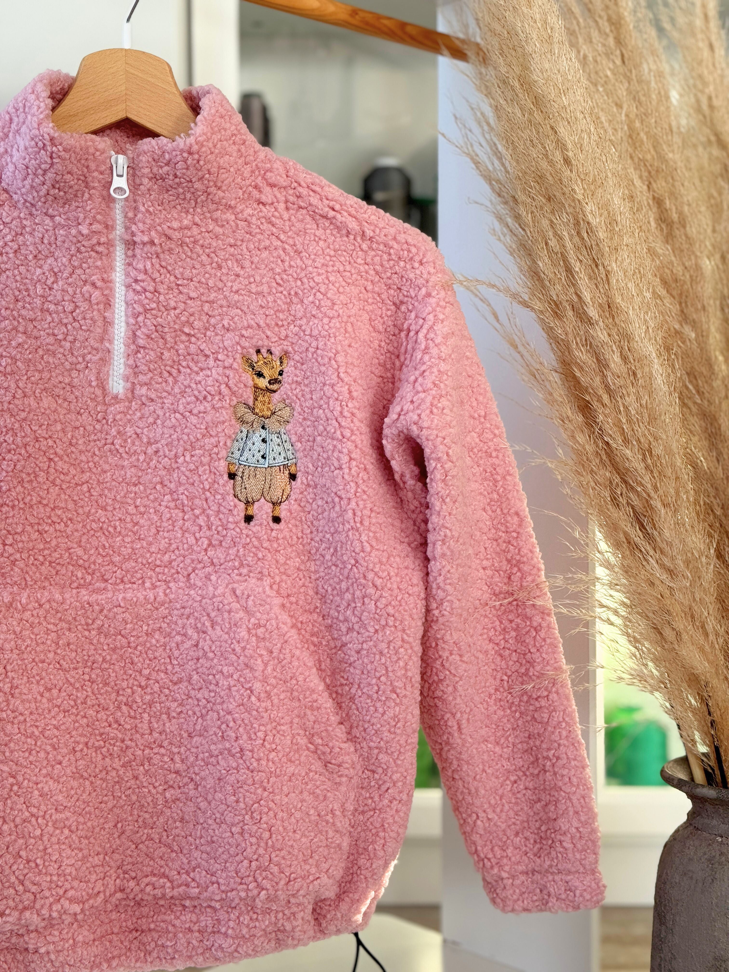 Rožinės spalvos vaikiškas TEDDY džemperis su pusiniu užtrauktuku