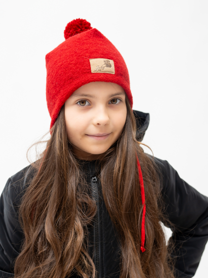Vaikiška žieminė kepurė su vilna ir vienu siūliniu bumbulu