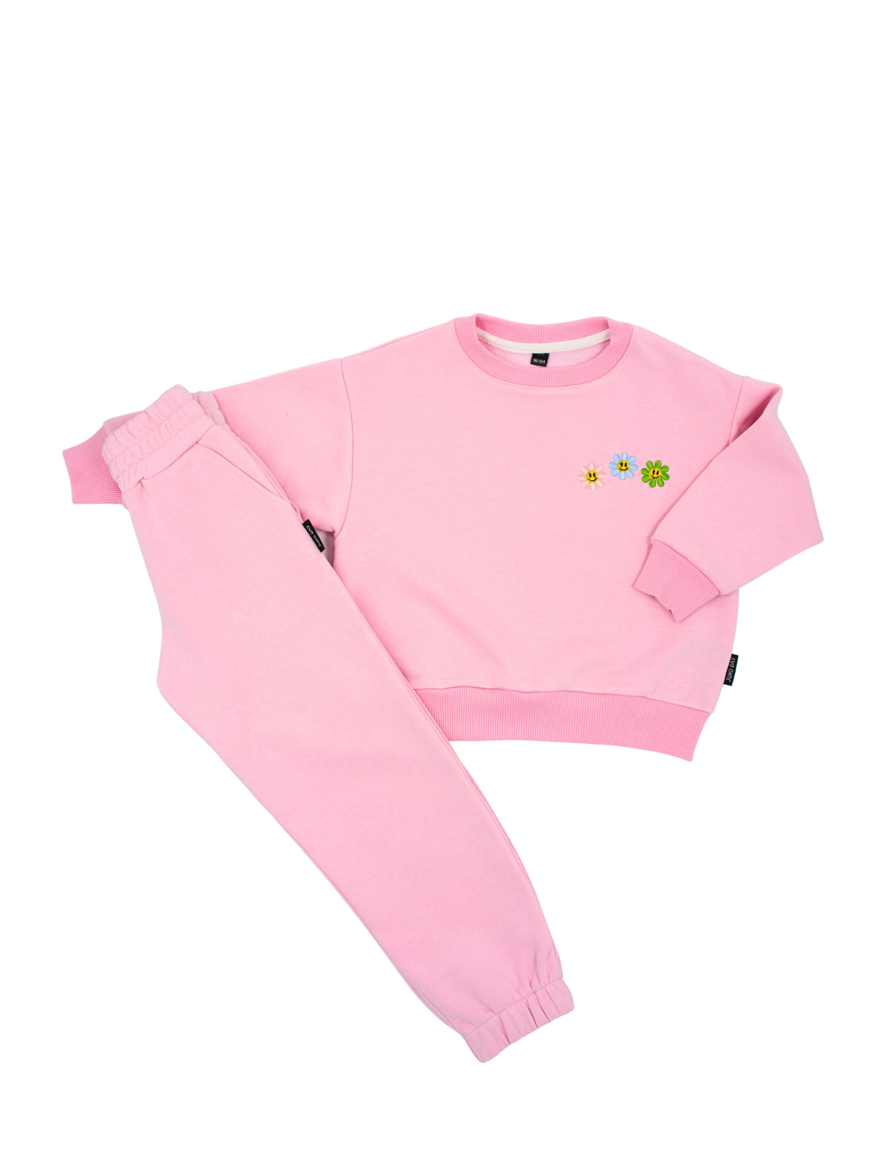 Baby pink spalvos vaikiškas kostiumėlis "Gėlytės"
