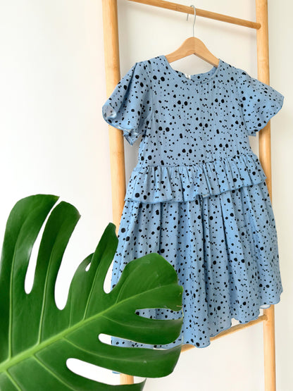 Children's summer muslin dress "Blue as the sky" 