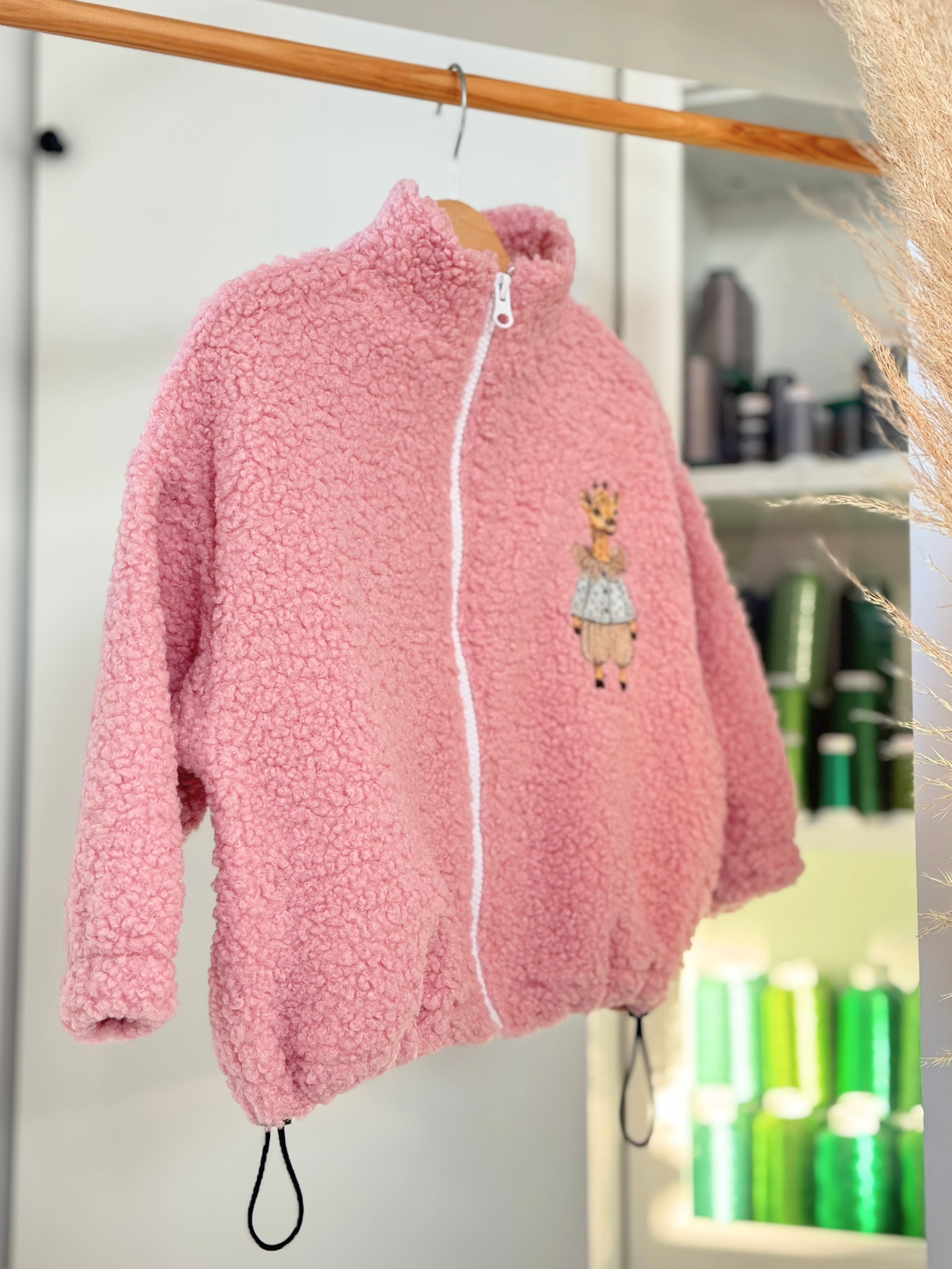 Rožinės spalvos vaikiškas TEDDY džemperis su pilnu užtrauktuku
