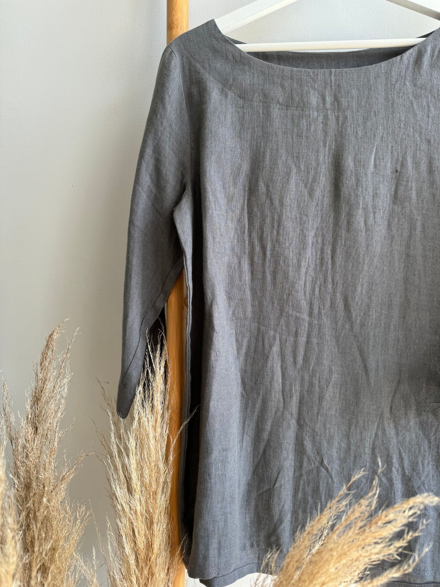 Linen blouse for women | Dark grey