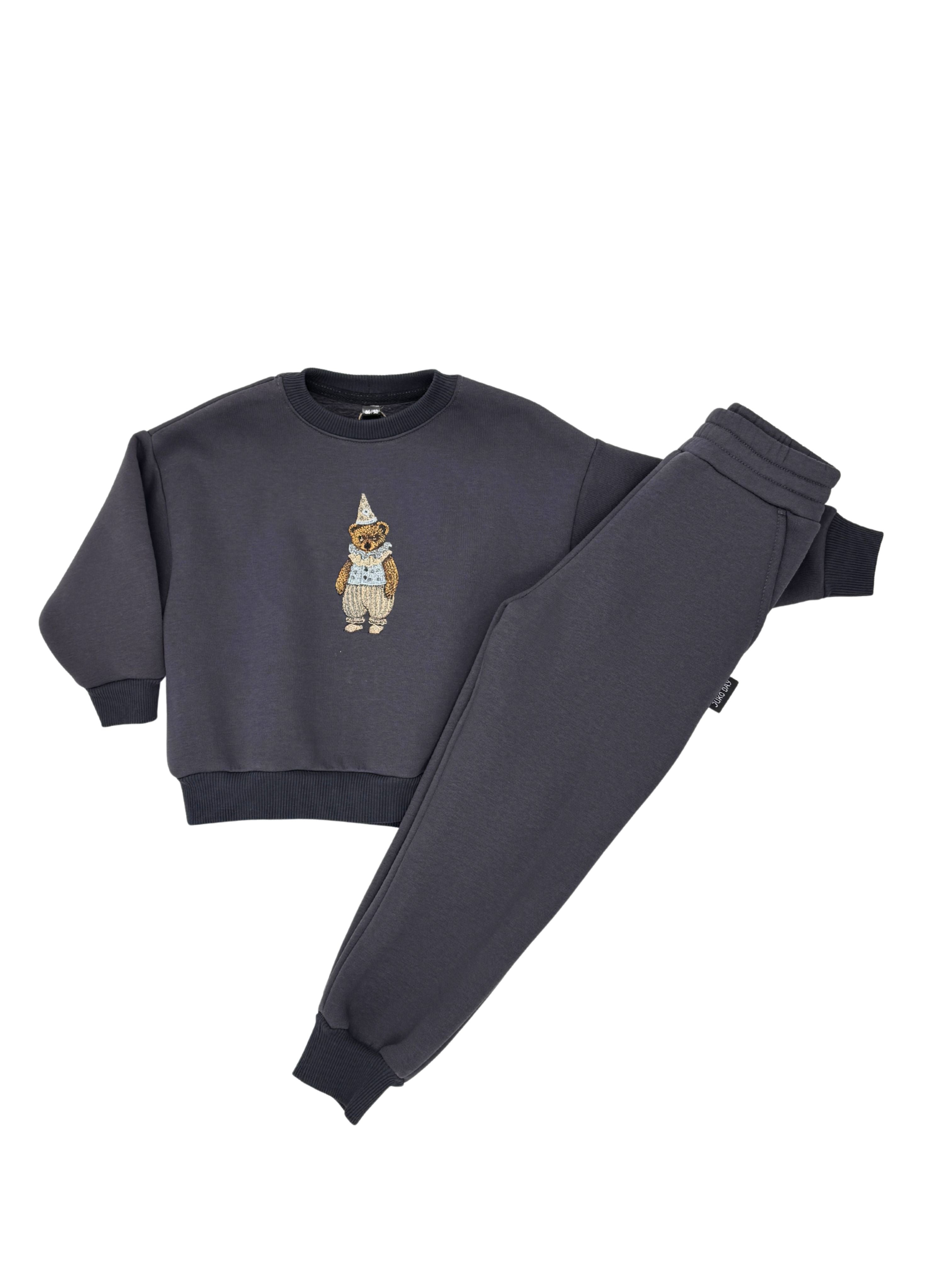 Grafito spalvos vaikiškas laisvalaikio komplektas | "Meškiukas"