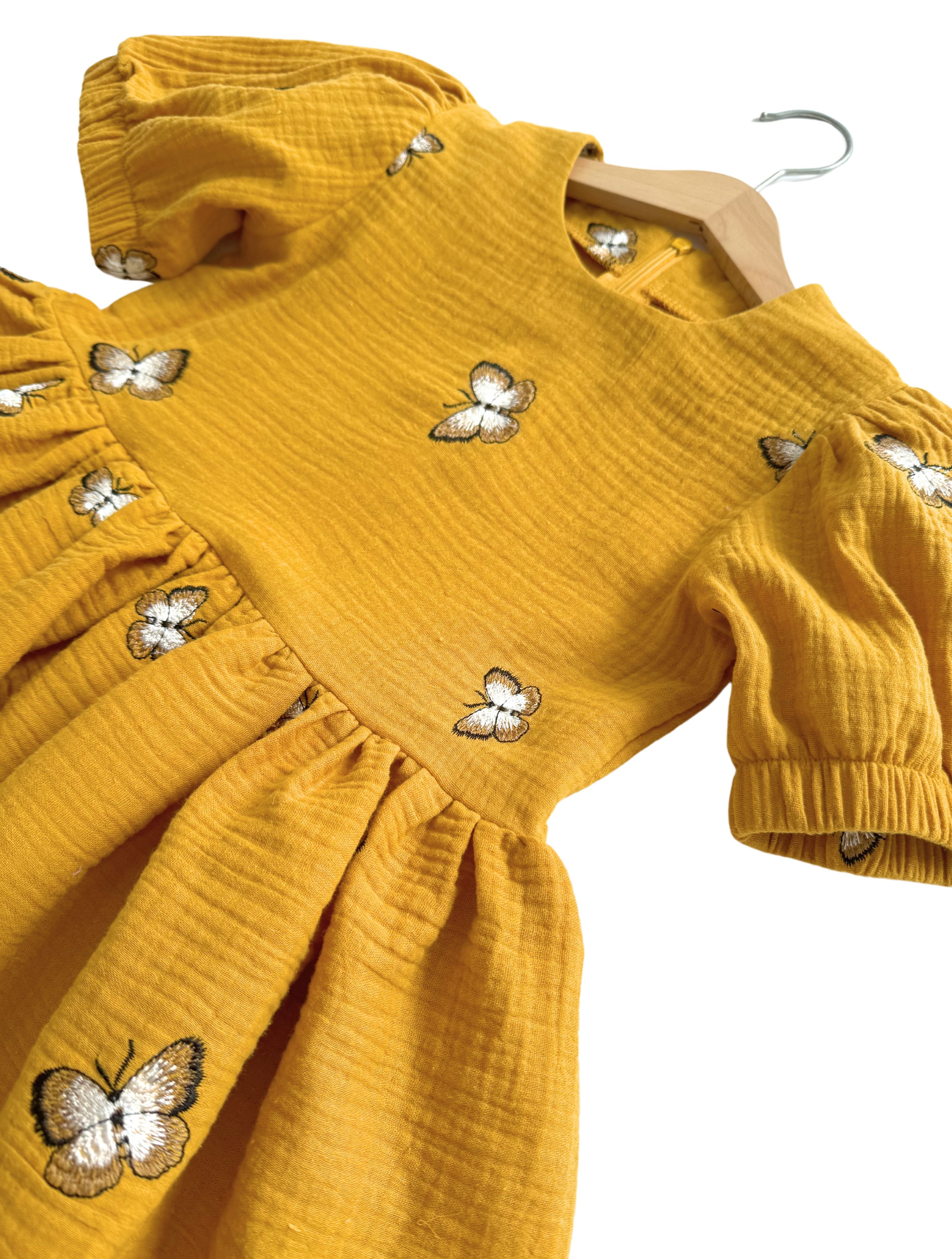Vaikiška vasarinė muslino suknelė "Flying butterflies"