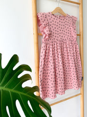 Vaikiška vasarinė muslino suknelė "Pink hearts"