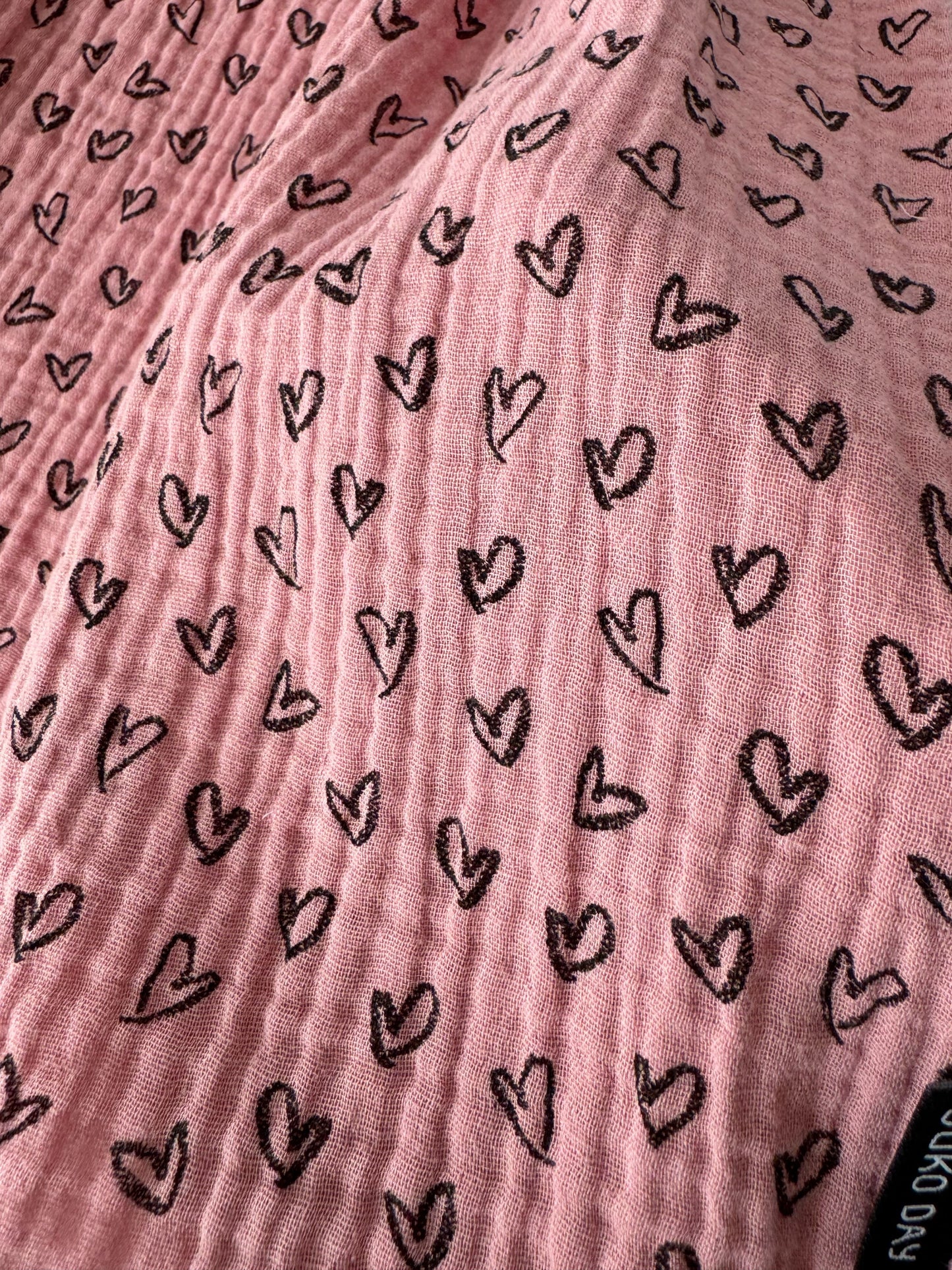 Children's summer muslin dress "Pink hearts" 