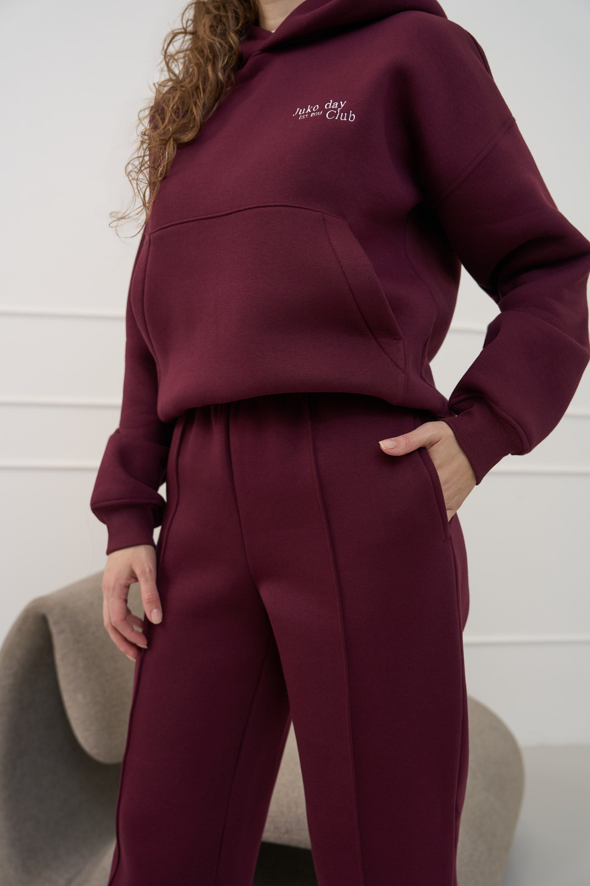 Bordo, plačios kelnės moterims "BURGUNDY" | Su kantu