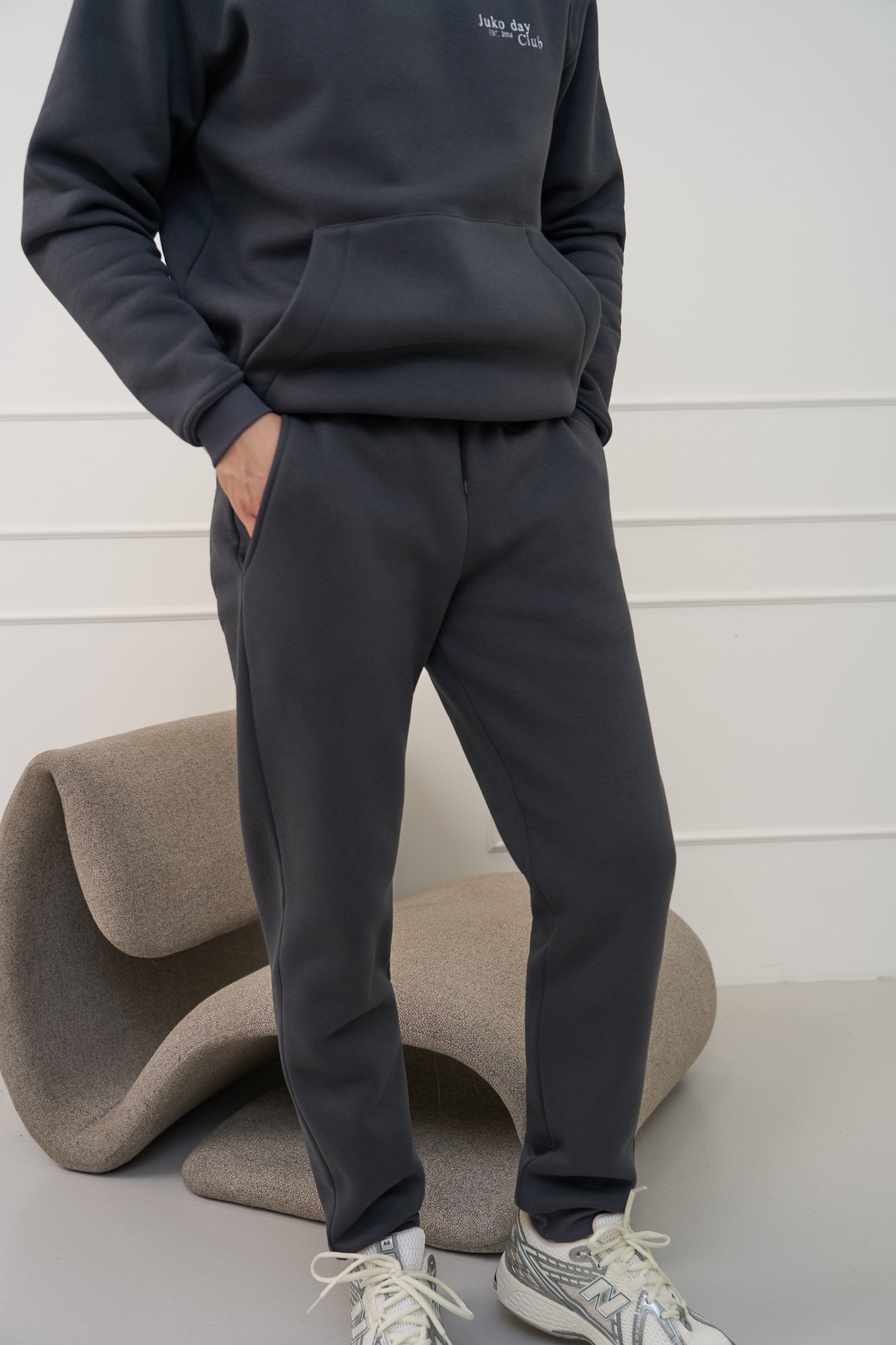 Grafito spalvos, vyriškos kelnės su RIB