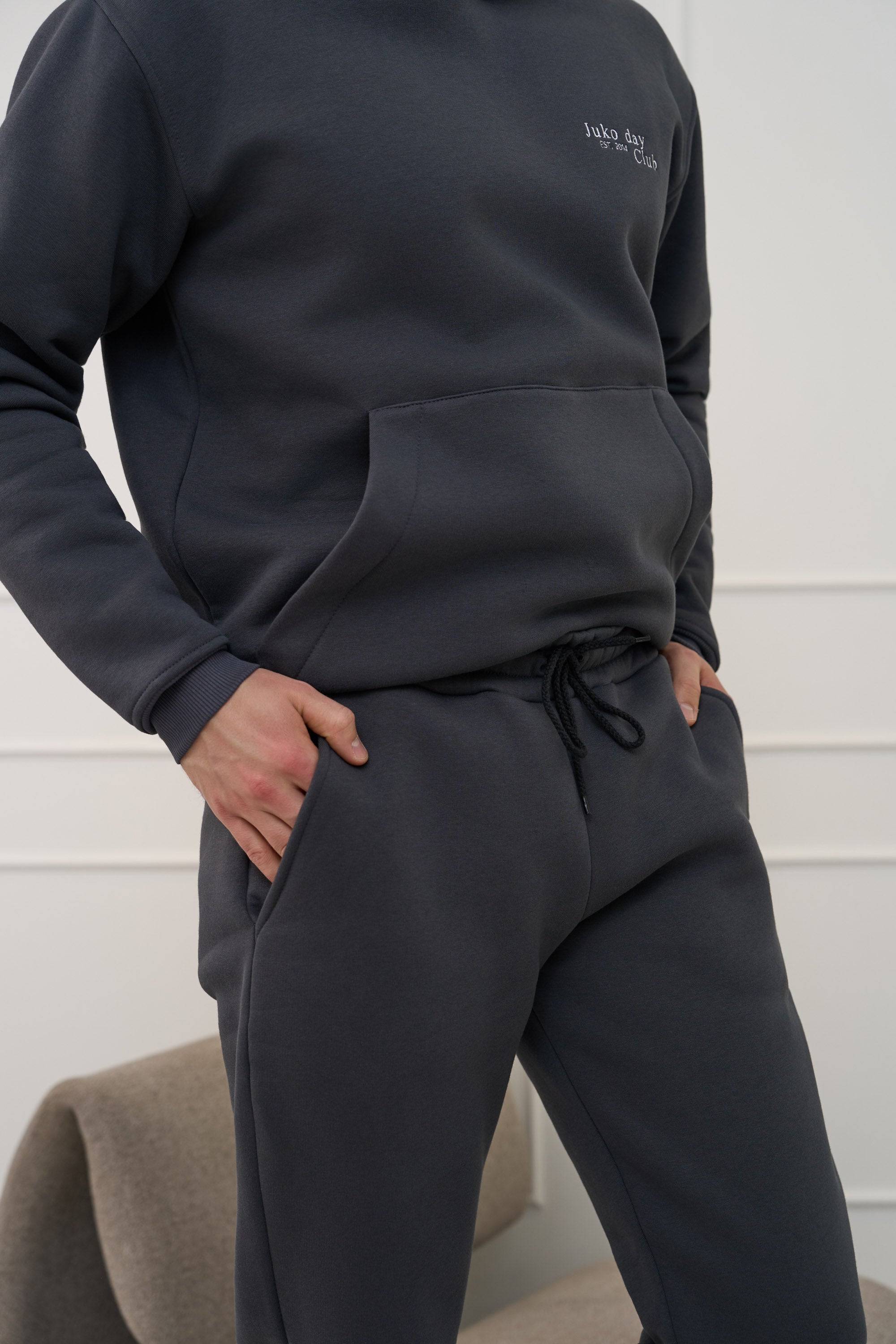 Grafito spalvos, vyriškos kelnės su RIB