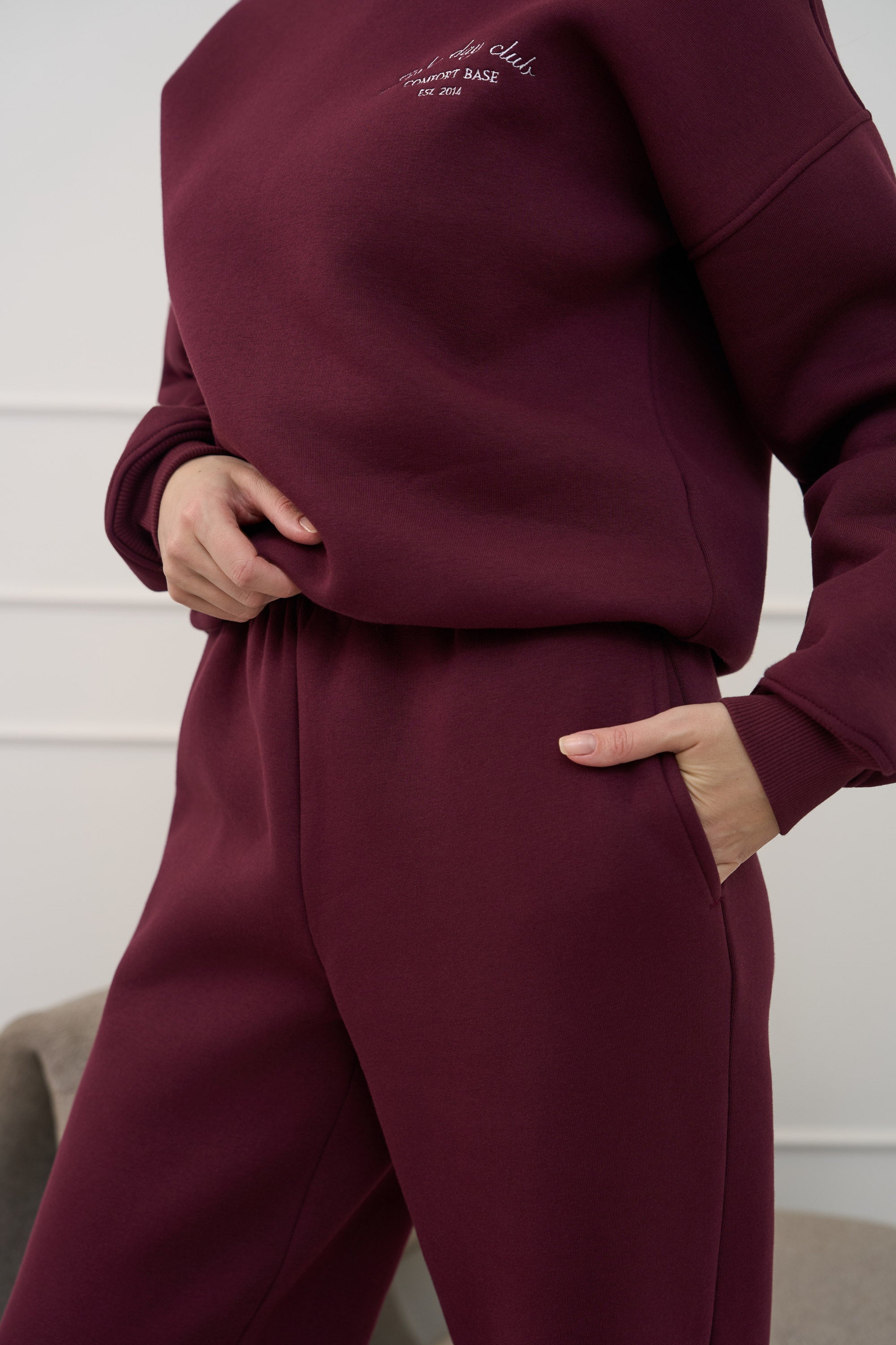 Bordo, plačios kelnės moterims "BURGUNDY"