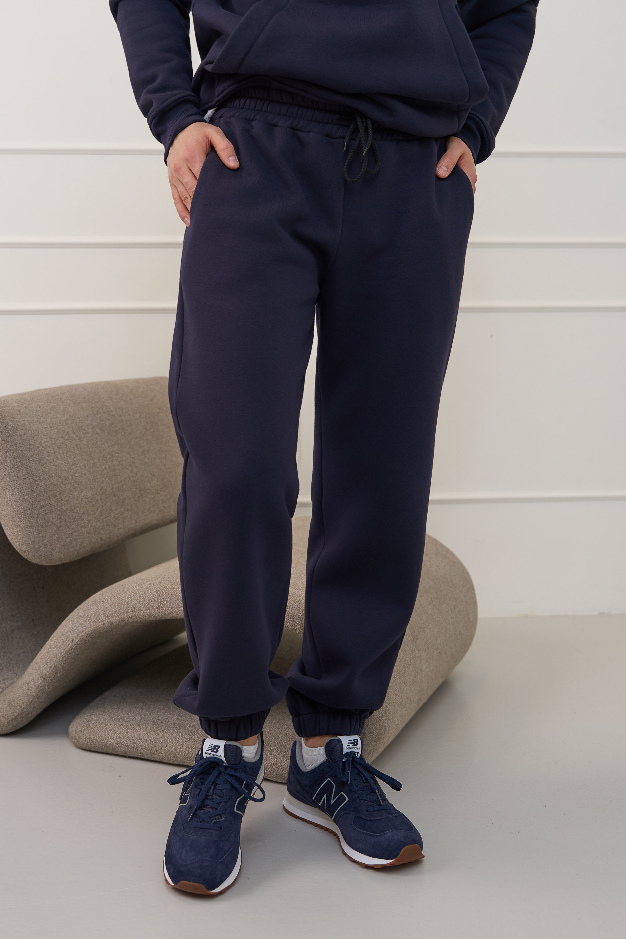 NAVY BLUE spalvos, vyriškos kelnės su guma