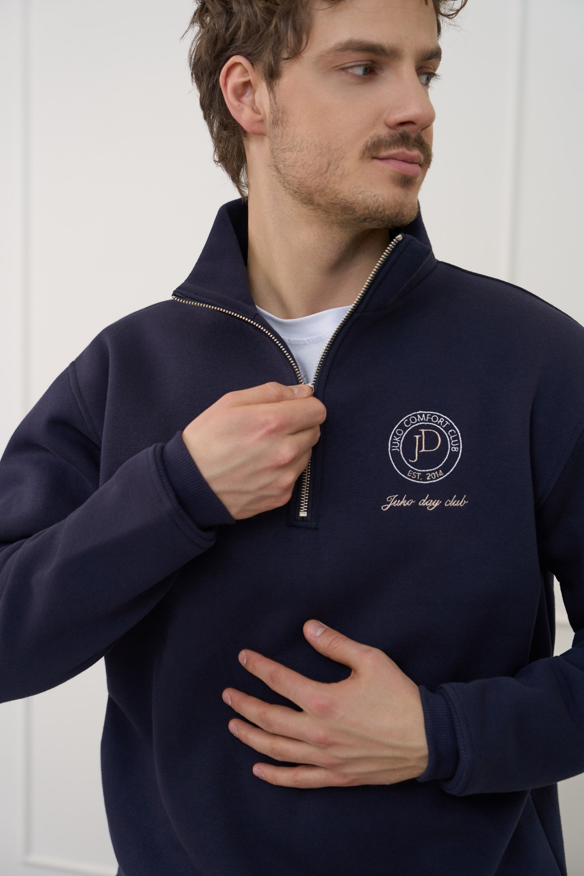 NAVY BLUE džemperis vyrams | Su pusiniu užtrauktuku