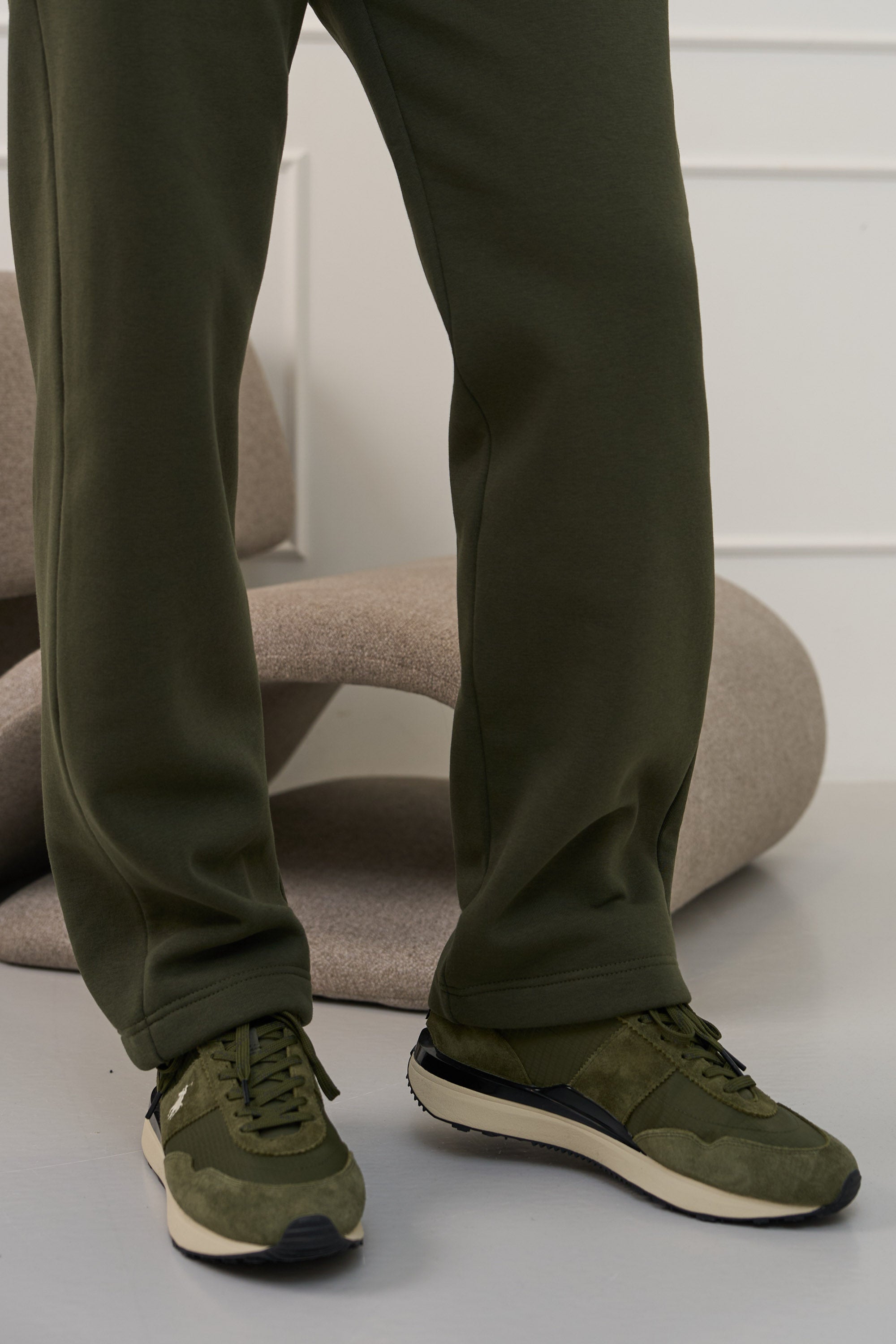 Chaki spalvos, vyriškos plačios kelnės