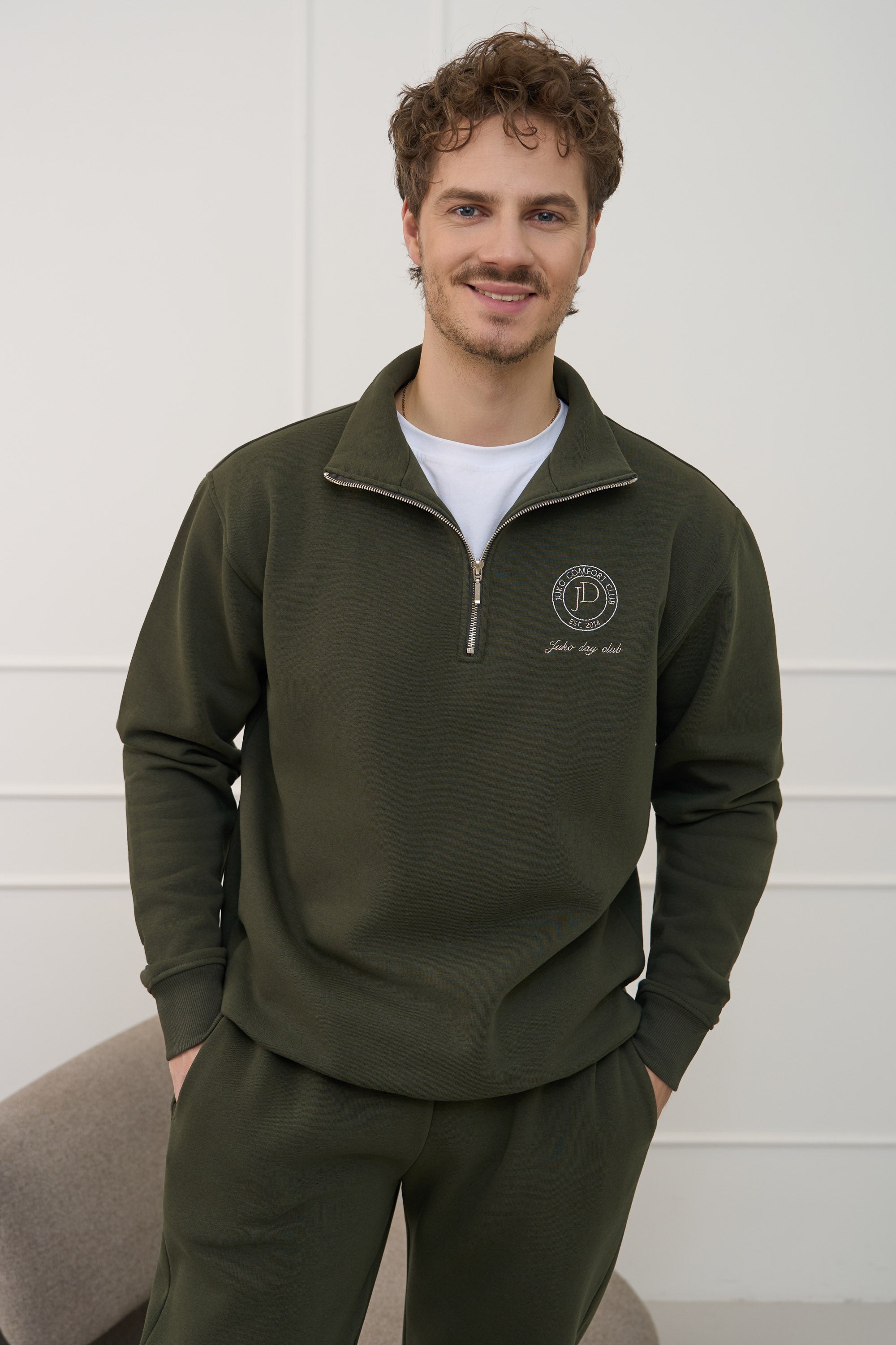 NAVY BLUE džemperis vyrams | Su pusiniu užtrauktuku