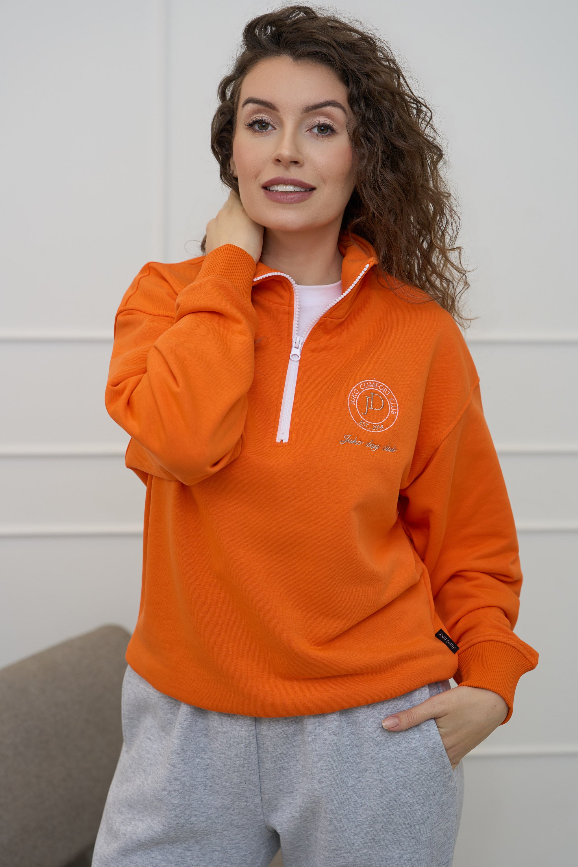 Džemperis moterims "ORANGE" | Su pusiniu užtrauktuku