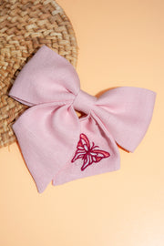 Baby pink spalvos didelis lininis kaspinas plaukams