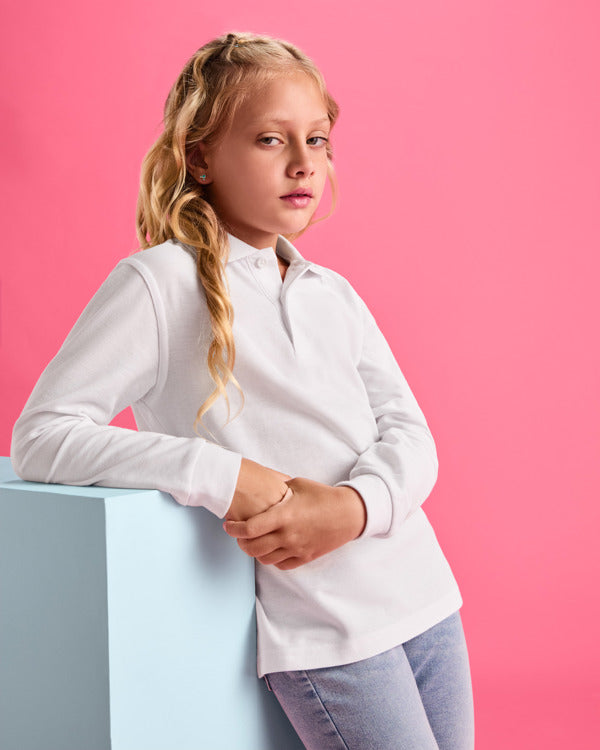 Balti polo marškinėliai ilgomis rankovėmis "CARPE CHILD"