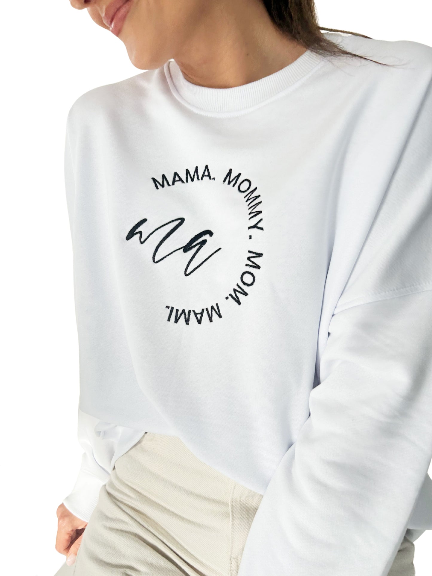 Baltas moteriškas megztinis "MAMA"