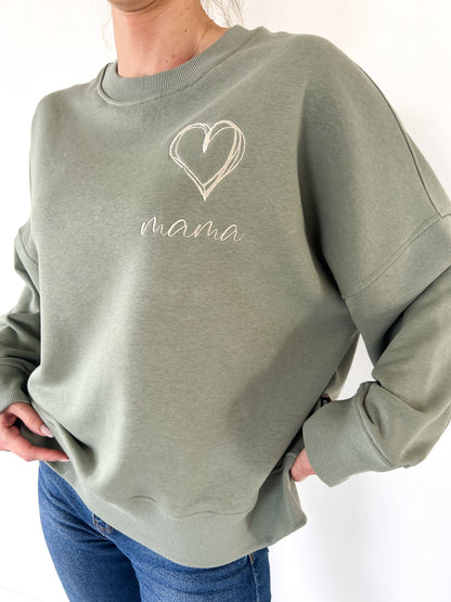 Pistachio-colored women's sweater "MAMA"