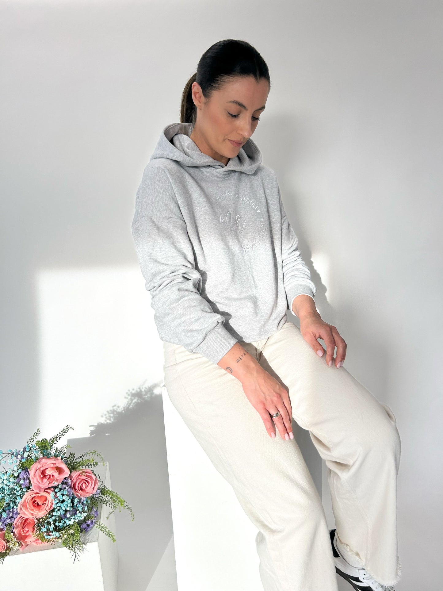 Gray Melange Women's Hoodie "MAMA"