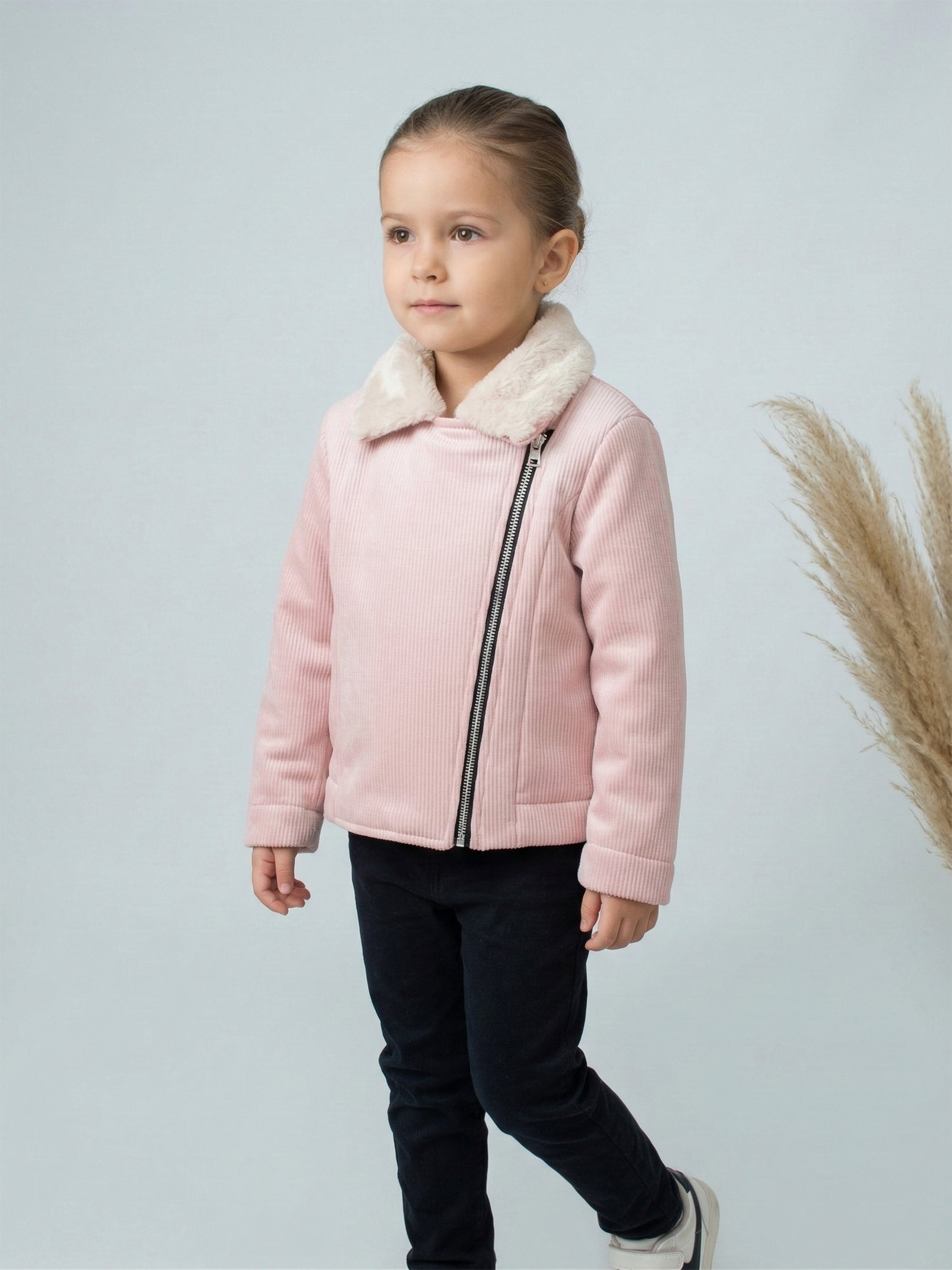 Vaikiškas rožinis paltas pavasariui/rudeniui