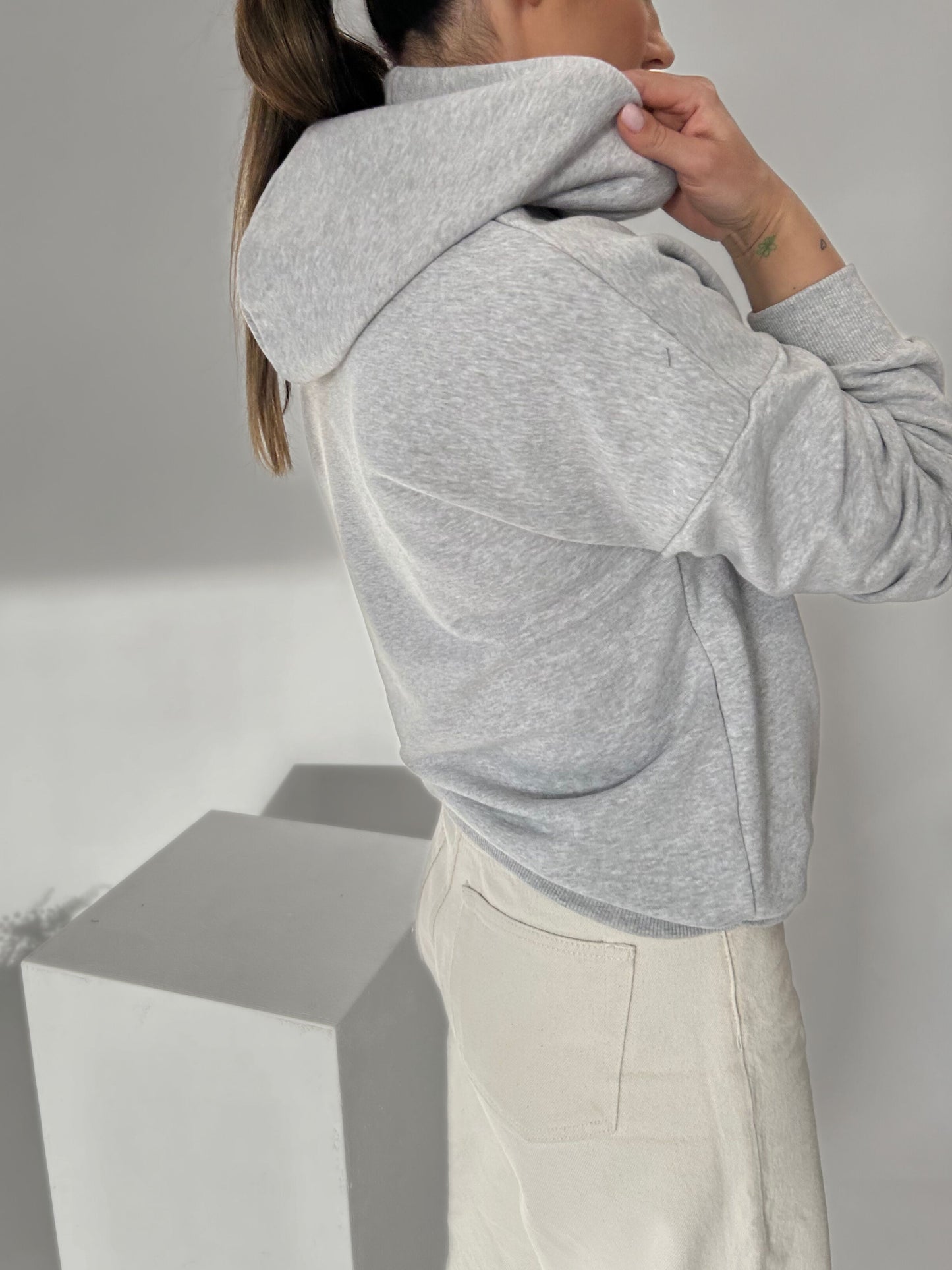 Gray Melange Women's Hoodie "MAMA"