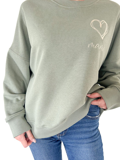 Pistachio-colored women's sweater "MAMA"