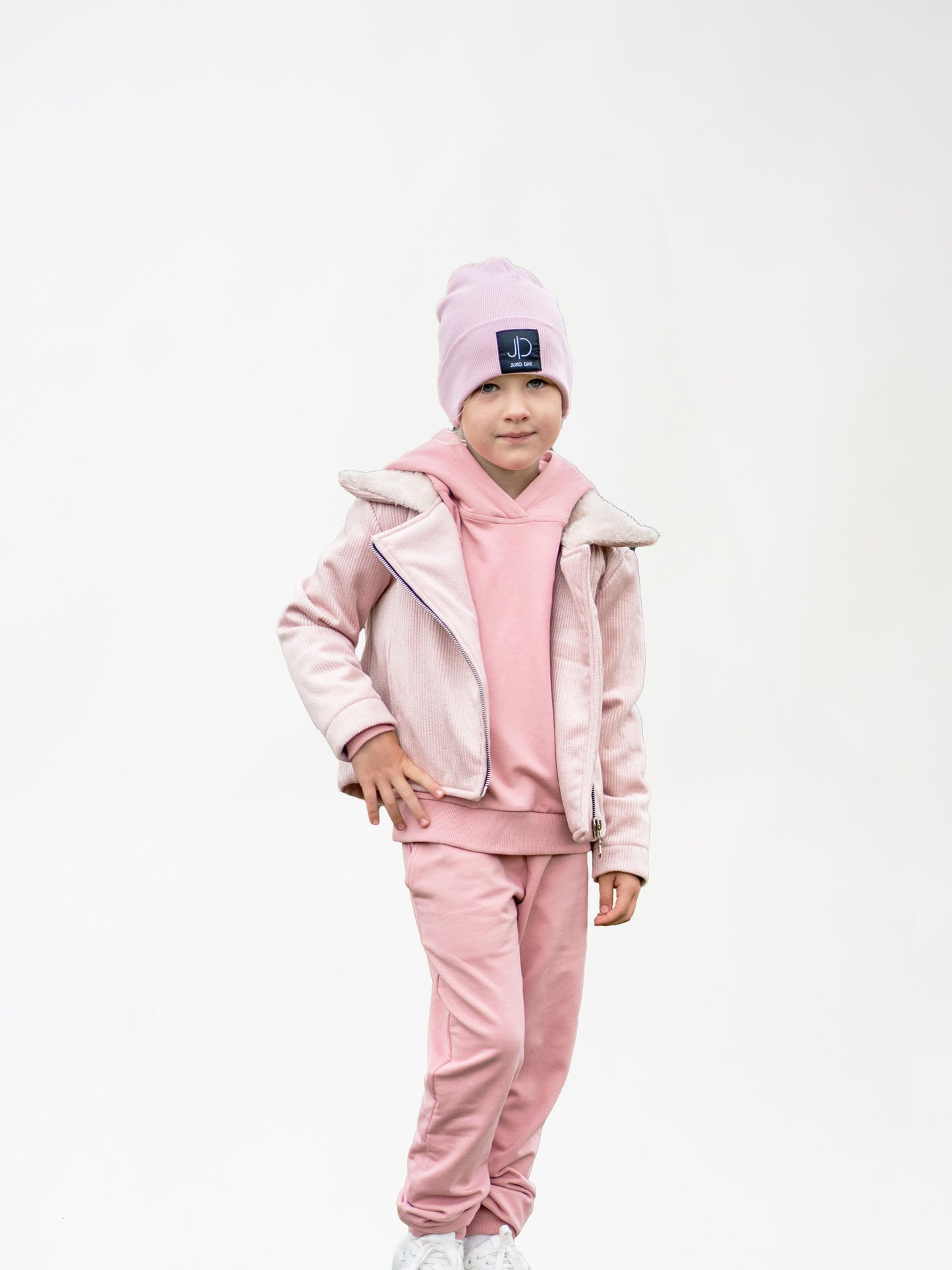 Vaikiškas rožinis paltas pavasariui/rudeniui