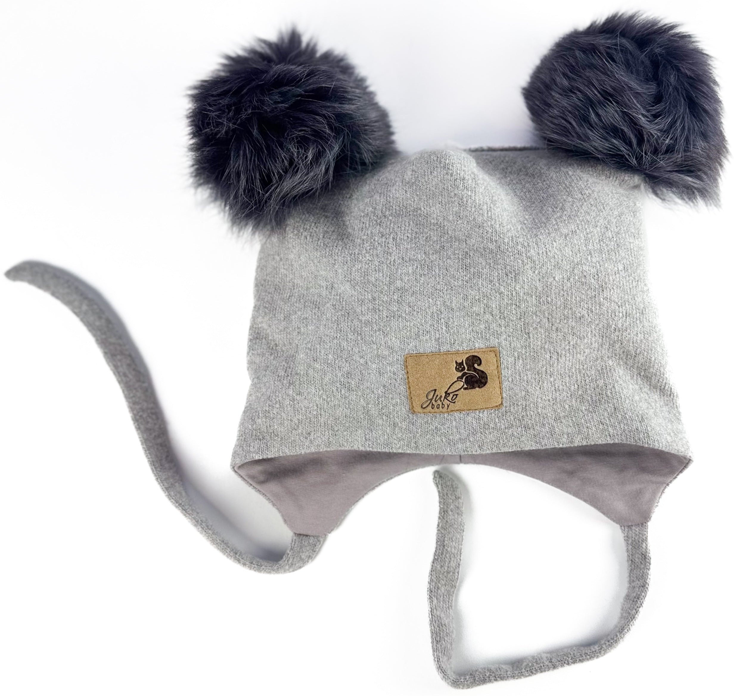 Vaikiška žieminė kepurė su dviem kailiniais bumbulais