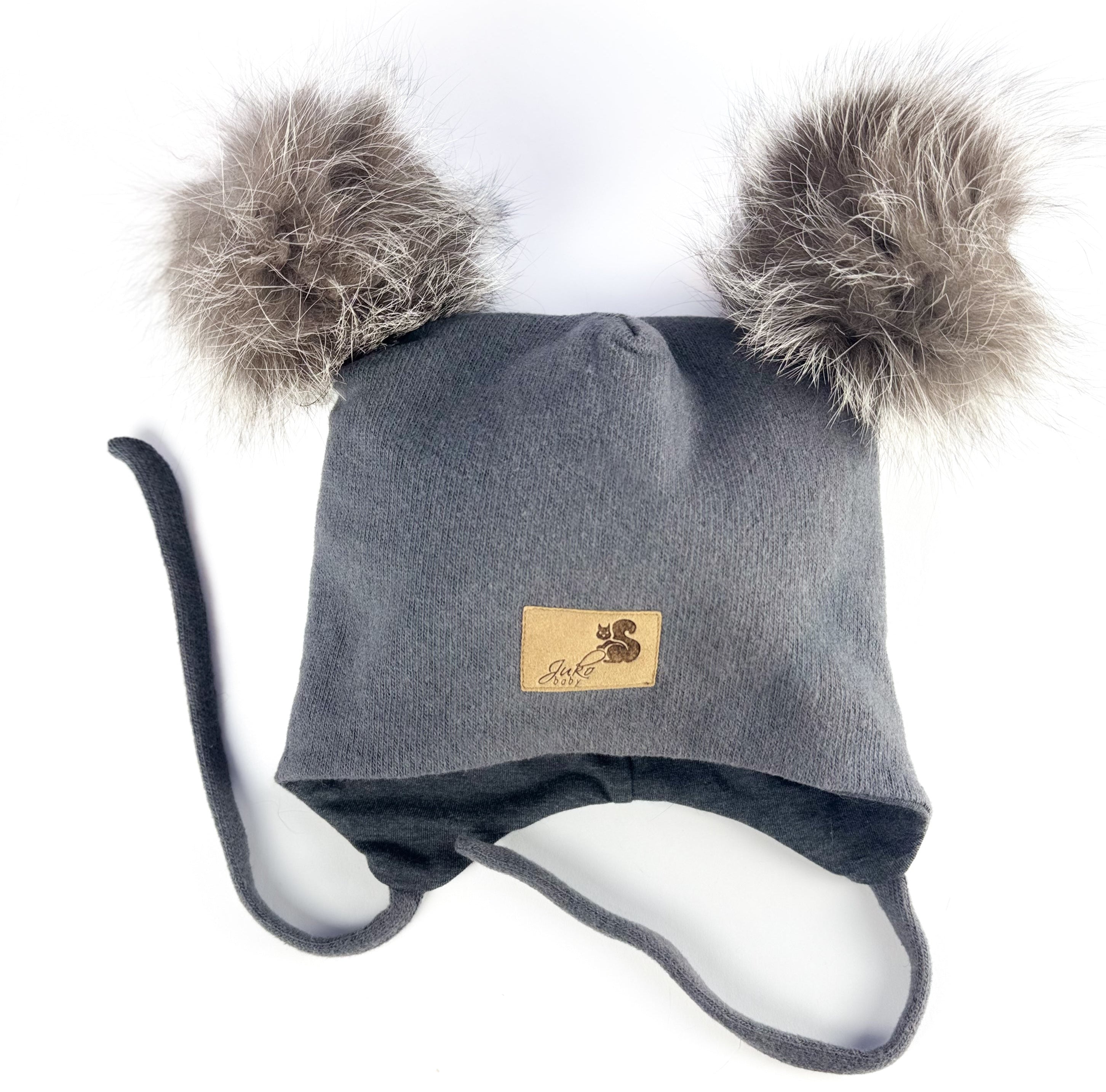 Vaikiška žieminė kepurė su dviem kailiniais bumbulais