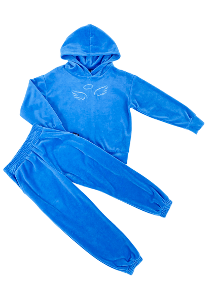 Vaikiškas, veliūrinis laisvalaikio kostiumėlis "Sweat blue"