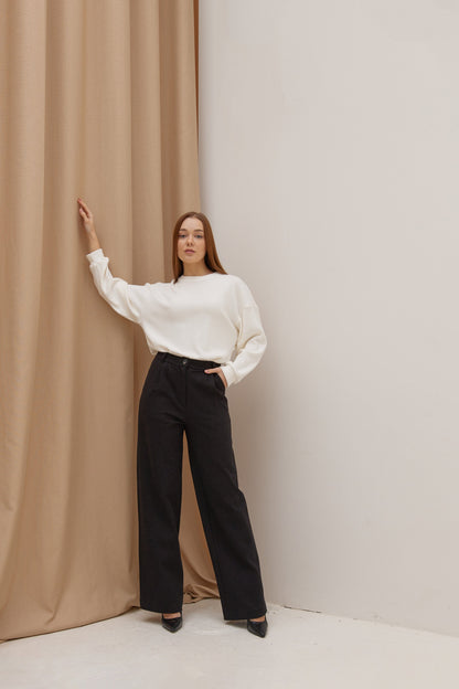 Black women's trousers with wool