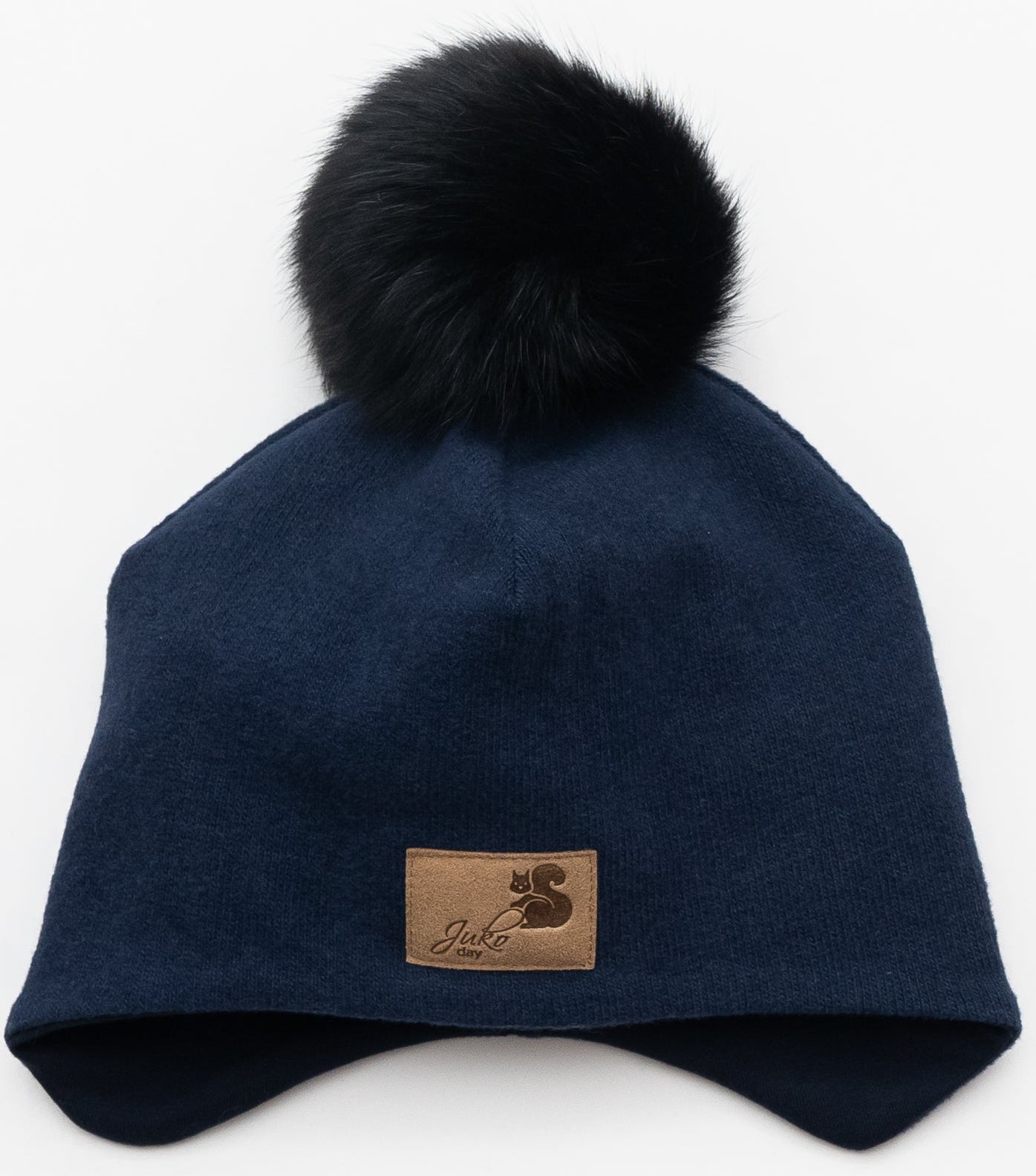 Vaikiška žieminė kepurė be raištelių, su vienu kailiniu bumbulu - Jukoday