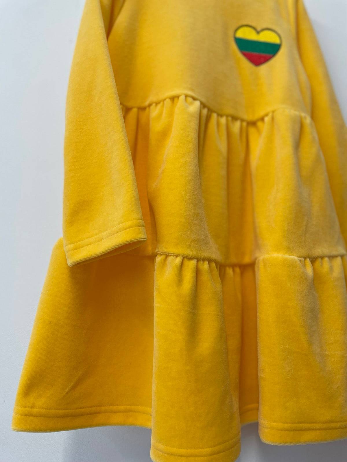 Geltona vaikiška veliūrinė suknelė internetu